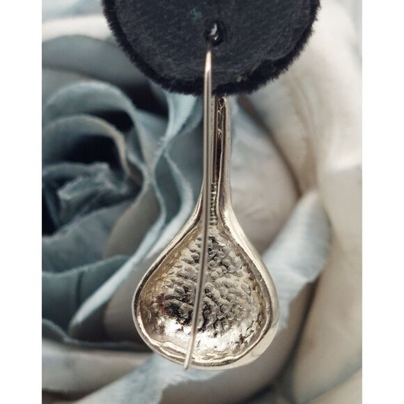 Silver Tone Long Hook Pierced Drop Dangle Earrings 1.5" - Picture 8 of 9